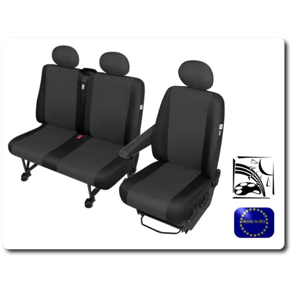 Nissan Primastar Stoff Maß Sitzbezüge Sitzschoner Set Fahrersitz + Doppelbank Set 3-Sitzer