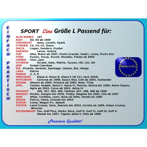 Moderne Sitzbezge Sitzschoner Sport Line +  (Schwarz-Grau)