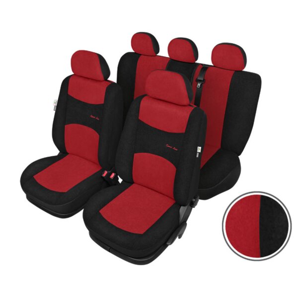 Moderne Sitzbezüge Sitzschoner Sport Line +  (schwarz-rot)