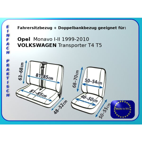 VW T4  Sitzbezüge Fahrersitz Doppelbankbezug Sitzschoner Dreiersitzer