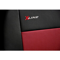 Kunstleder SItzbezüge für Fahrer und Beifahrersitz eines PKW-s in Rot