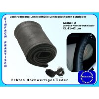 Premium Lenkradschoner Lenkradbezug Lenkradhülle Leder Größe Ø 41-42 Schwarz