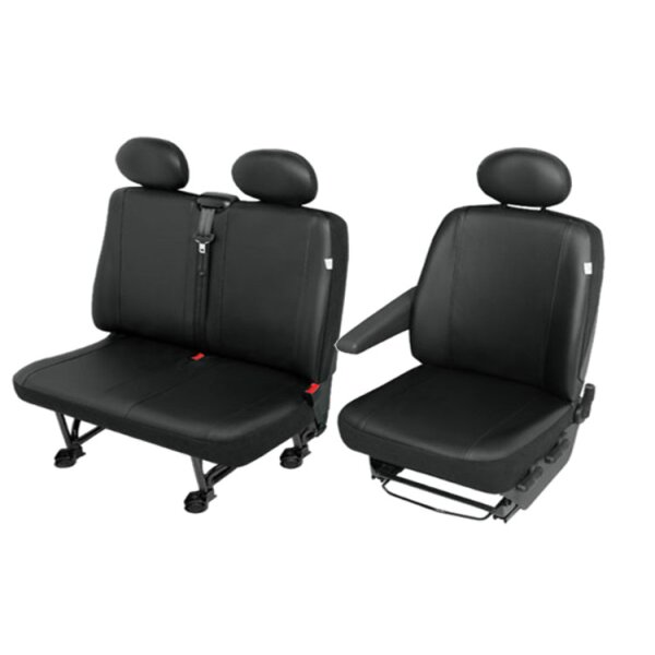 HYUNDAY H1 MERCEDES Sprinter Kunstleder Sitzbezüge Sitzschoner Set Fahrersitz + Doppelbank robust und pflegeleicht