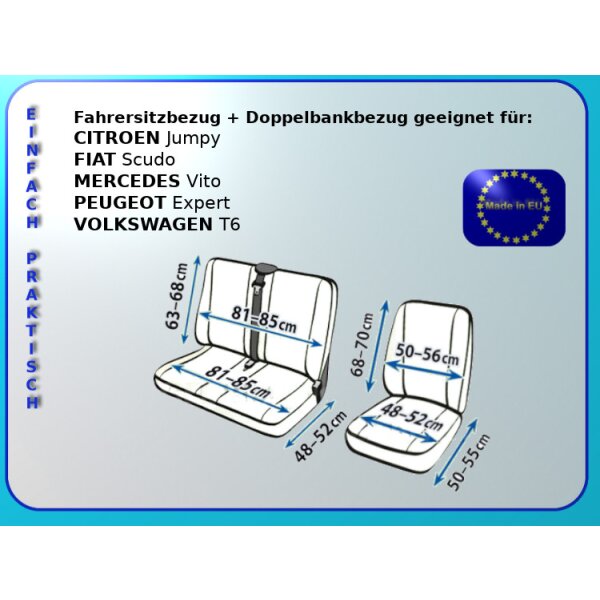 PEUGEOT Expert Sitzbezüge Fahrersitz + Doppelbank Ares
