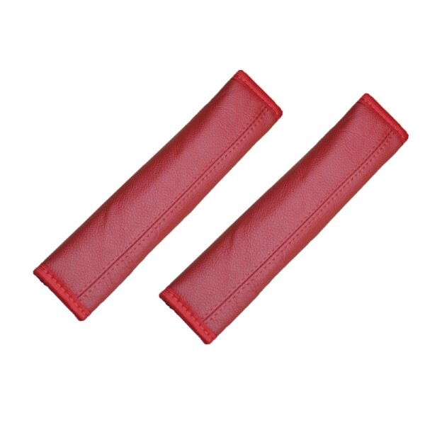 2 rote Leder Gurtschoner Gurtpolster Armschoner Gurt Sicherheitsgurt