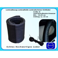 Lenkradschoner Lenkradbezug Lenkradhülle Leder Größe Ø 43-45 cm grau-schwarz